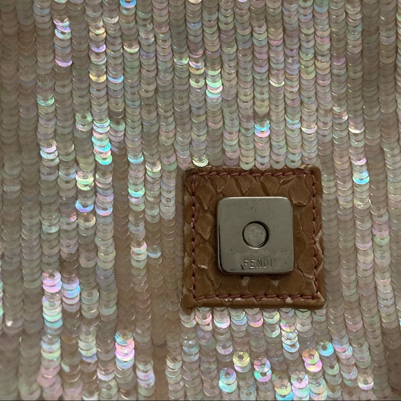 🚫SOLD🚫 FENDI IRIDESCENT SEQUIN OMBRÉ SNAKE BAGUETTE BAG SEX & THE CITY!! - Picture 14 of 16